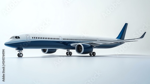 A detailed model of a commercial airplane showcasing its sleek design and vibrant colors. Perfect for aviation enthusiasts and travel-related themes.