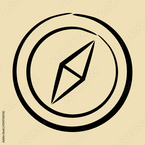 Icon compass. Camping and adventure elements. Icons in hand drawn style. Good for prints, posters, logo, advertisement, infographics, etc.