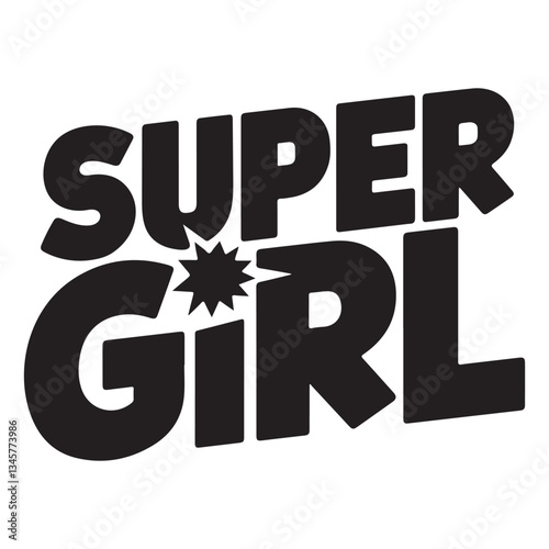 Bold Super Girl 3D Typography Vector Design for Empowerment and Feminine Strength