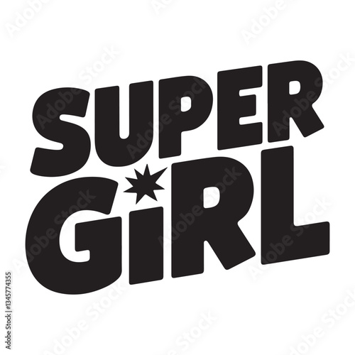 Bold Super Girl 3D Typography Vector Design for Empowerment and Feminine Strength