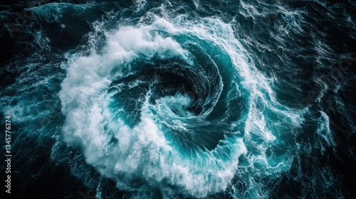 Ocean vortex, powerful swirling water