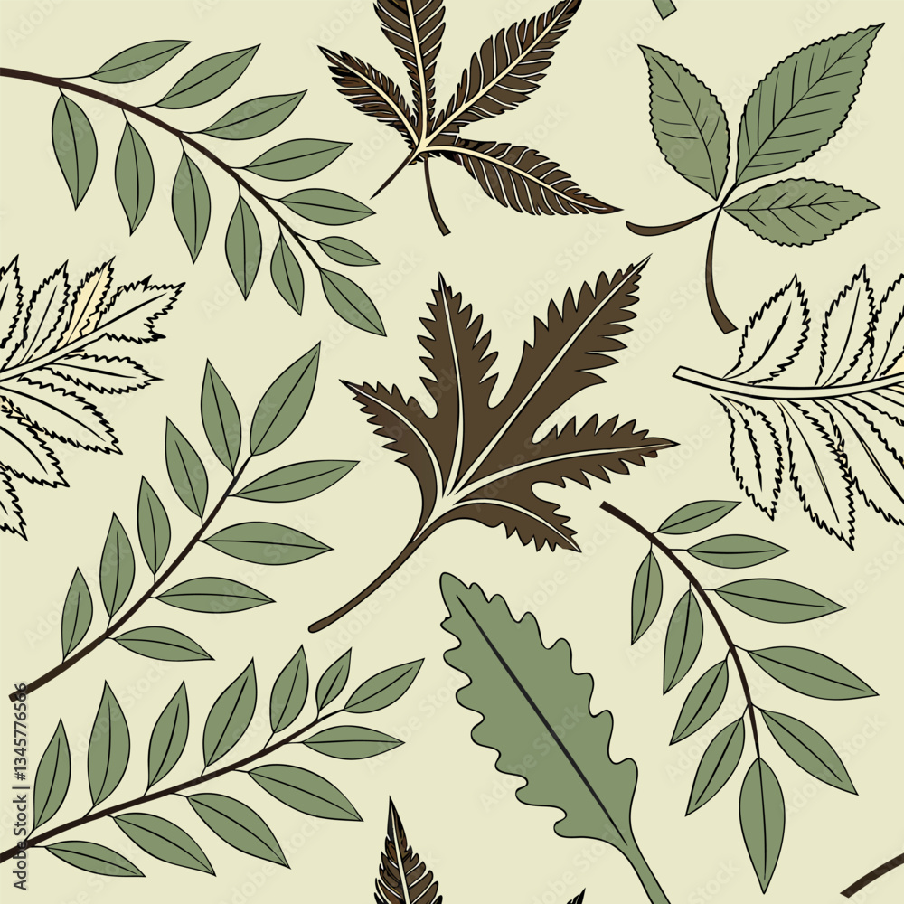 Fototapeta premium Seamless pattern Summer, Spring and Autumn leaf leaf pattern harvest pattern