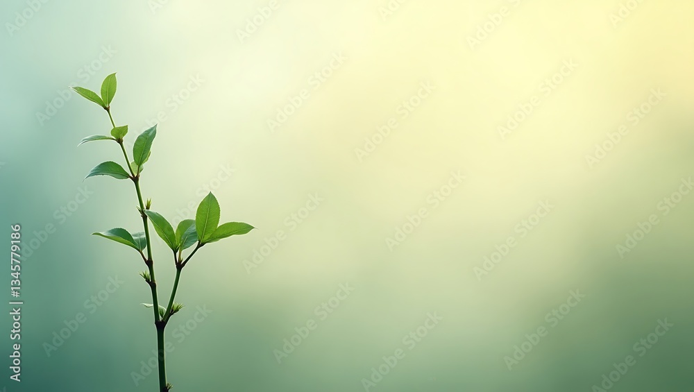A slender sprout reaching upwards against a soft, gradient backdrop A slender sprout reaching upwards against a soft, gradient backdrop