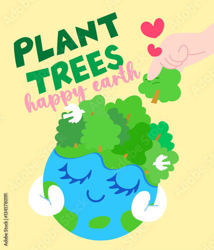 plant trees happy earth.eps