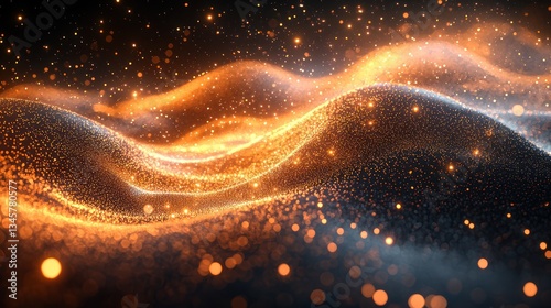 Abstract gold particles waves