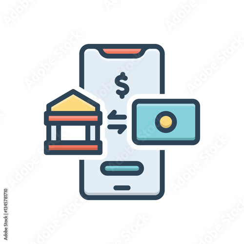 Color illustration icon for transaction