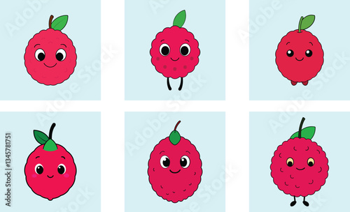 Cute lychee cartoon vector