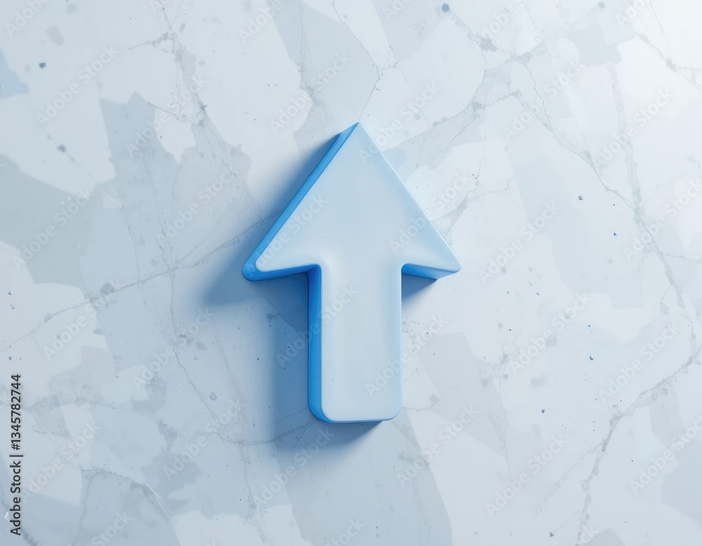 Fototapeta premium Arrow Pointing Up on Marble Background - Direction and Progress Symbol