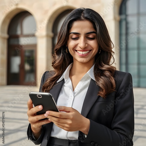 Wallpaper Mural Young elegant Asian professional business woman, lady executive manager wearing suit holding coffee cup standing outdoor holding smartphone using mobile apps on cell phone during work break  Torontodigital.ca