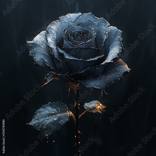 Black rose dripping ink dark beauty abstract surreal gothic art