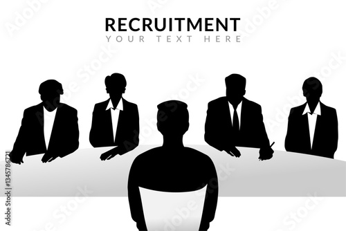 Corporate job interview for business success, career, recruiter or employer, hr, recruiter hiring human resources, HR management recruitment employment headhunting stock illustration vector silhouette