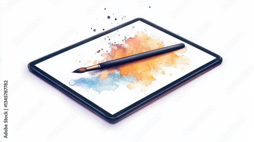 Detailed Illustration of Touchscreen Device with Creative Splash Art Detailed Illustration of Touchscreen Device with Creative Splash Art