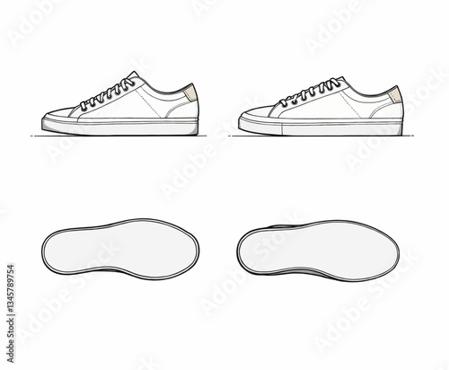 White Sneaker Layout with Sole View