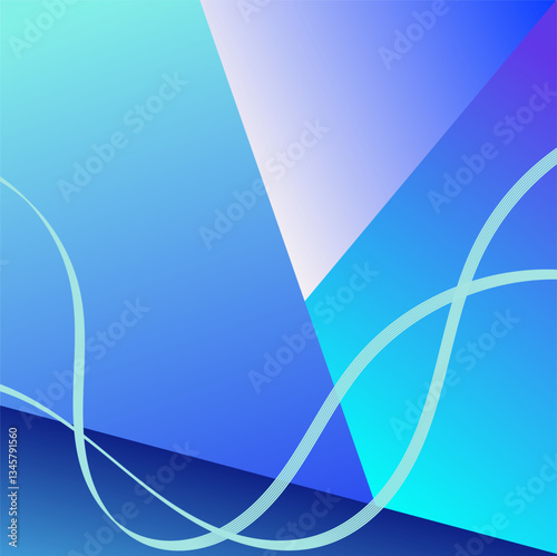 abctract background of triangles with blue, turquoise and white color gradation and interpolated lines