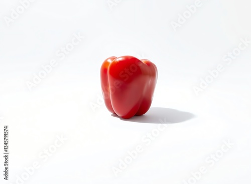 an image of a red pepper on a white surface, there is a red pepper that is sitting on a white surface