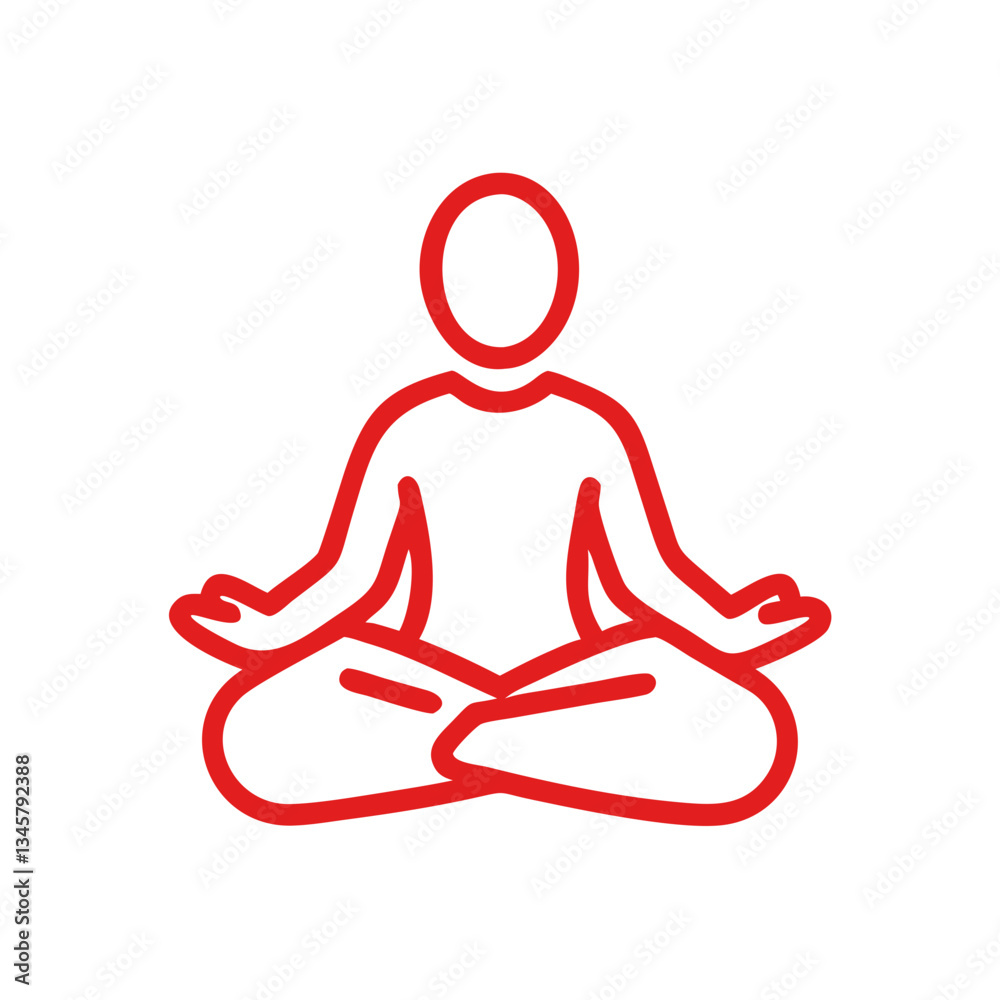 Minimalist line art of a person meditating peacefully on a white background for wellness concept Minimalist line art of a person meditating peacefully on a white background for wellness concept