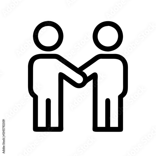 Handshake outline icon for collaboration platforms, agreement visuals, business communication apps and mutual support content

