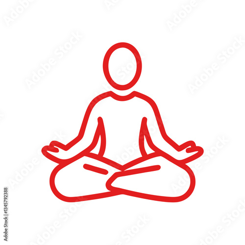 Minimalist line art of a person meditating peacefully on a white background for wellness concept