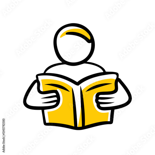 Open Book Reading Icon – Education, School, and Literacy Concept for Graphics and Apps