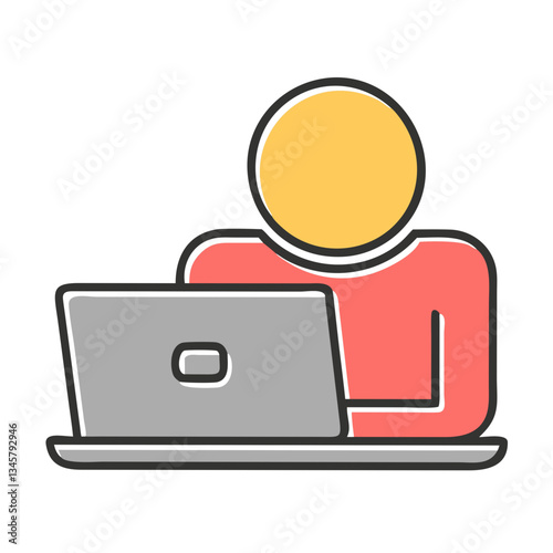 Laptop User Icon – Remote Work, Online Education, and Digital Communication Symbol