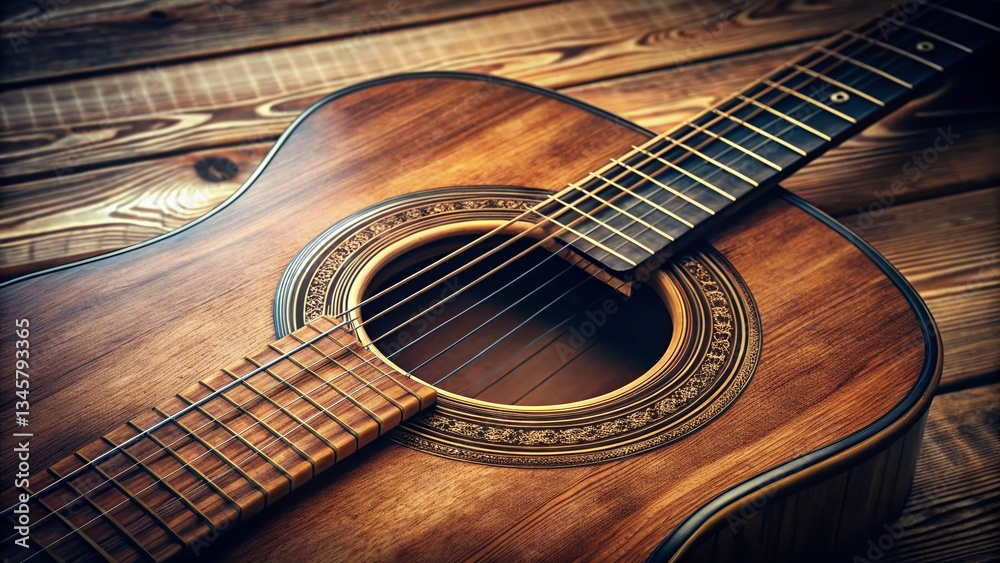 Fototapeta premium Vintage Acoustic Guitar Design: Close-up Detail Shot