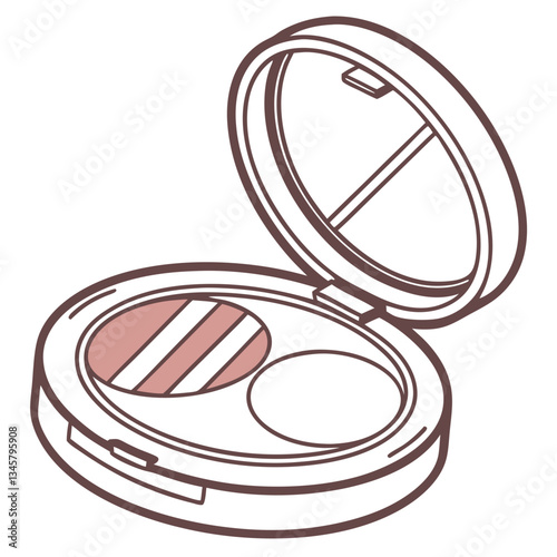 Open eyeshadow compact with two shades illustration on a white background for beauty concept