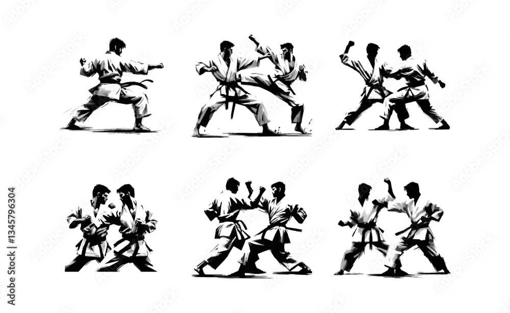 Obraz premium Karate Fight brush stroke art illustration