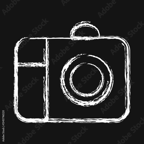 Icon camera. Camping and adventure elements. Icons in chalk style. Good for prints, posters, logo, advertisement, infographics, etc.