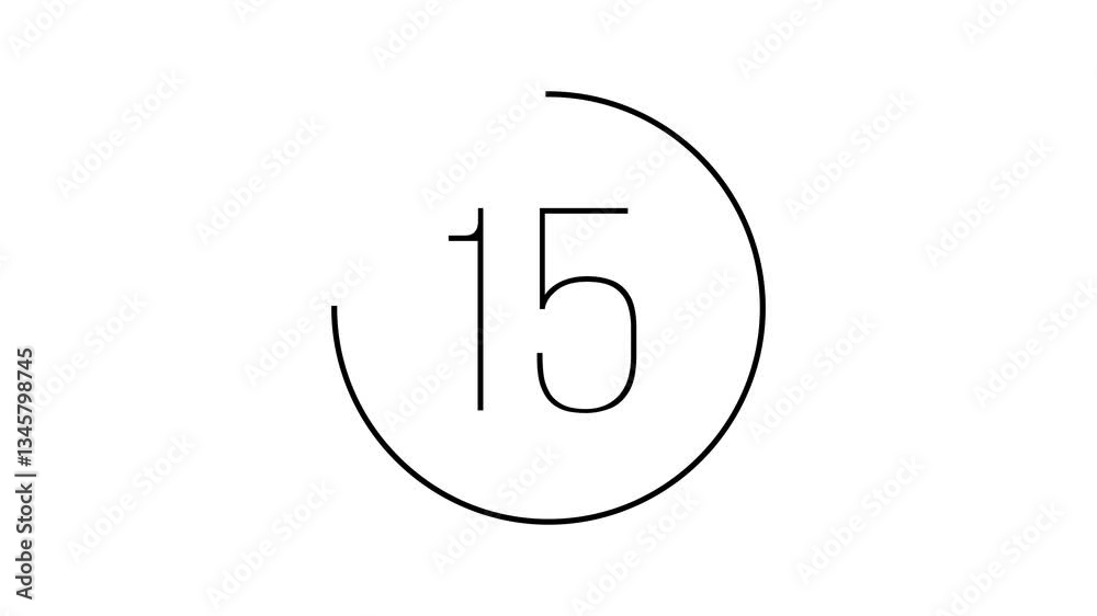 20 seconds countdown timer animation with a black outline number inside a circle on a white background perfect for presentations, videos, or time limited tasks