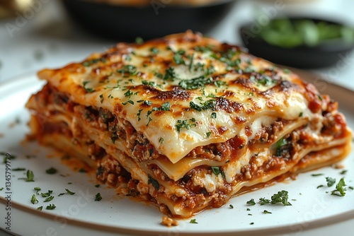 Wallpaper Mural A delicious lasagna with spinach, cheese, and a spinach and bacon quiche, served on a plate with a mix of Italian ingredients like tomato, egg, and pasta Torontodigital.ca