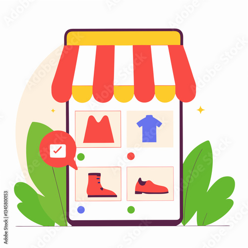 Online seller  live selling Roundish Flat Vector