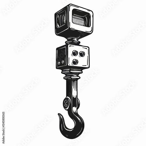 Monochrome crane hook mechanism drawing