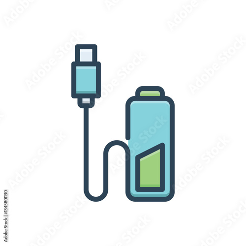 Color illustration icon for usb charging