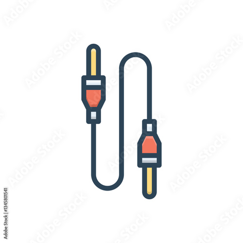 Color illustration icon for cable