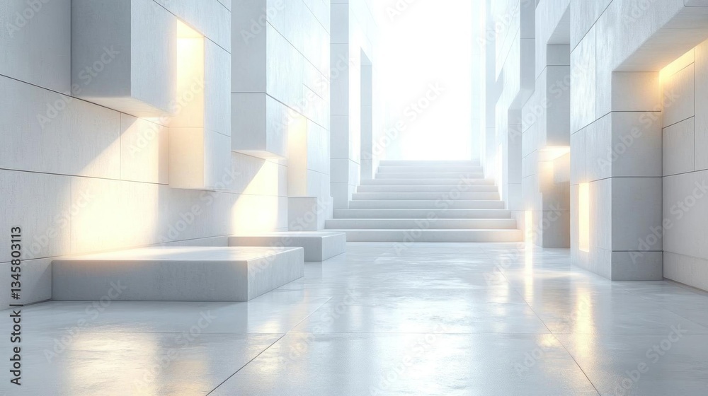 Obraz premium Modern Minimalist White Architecture Interior Design