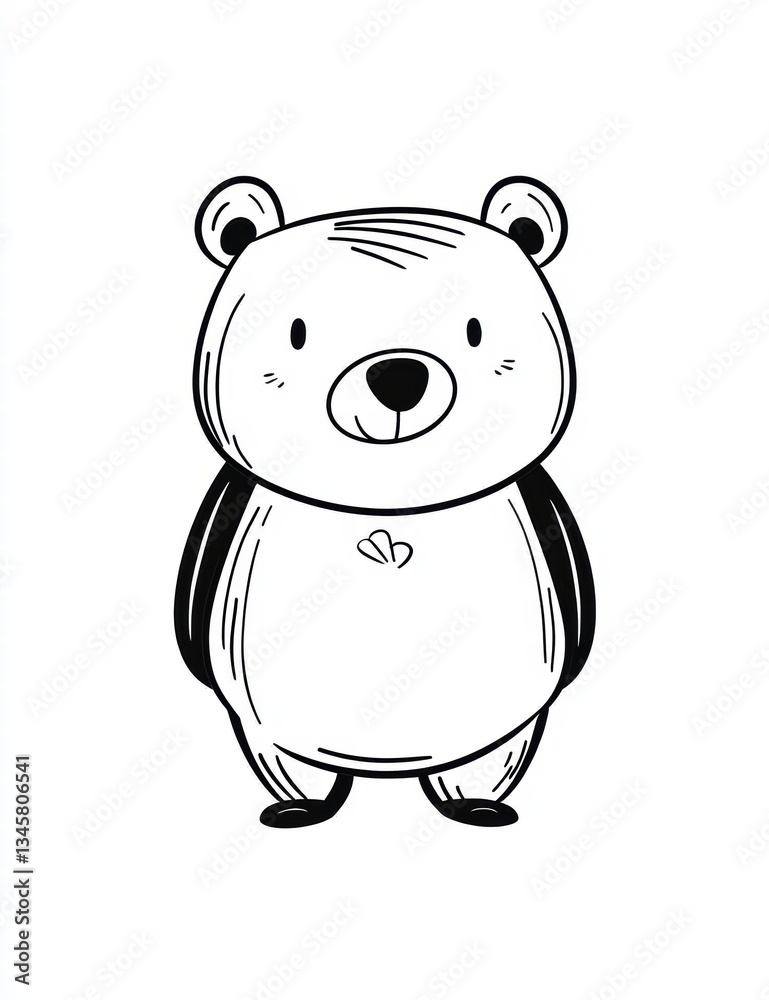 Fototapeta premium Cute Bear Coloring Page