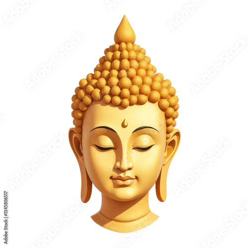 Golden Buddha statue head in peaceful meditation pose
