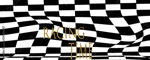 End of session, racing flag used in auto racing and similar motorsports. Checkered flag, displayed at start and finish line to indicate the officially finished race, and is associated with the winner.