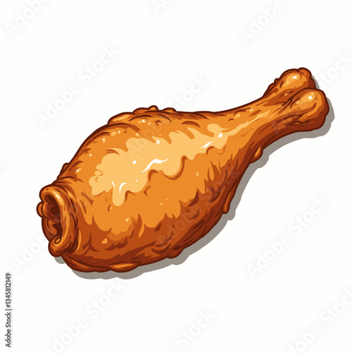 Crispy fried chicken leg, golden brown drawing