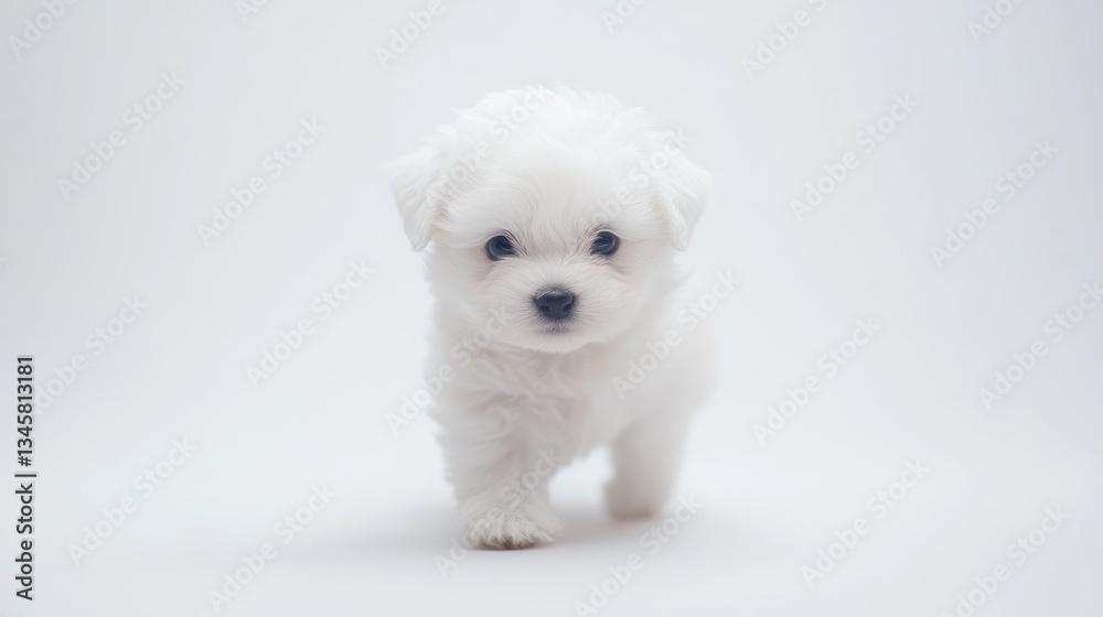 Adorable White Puppy, Studio Shot, Cute, Playful, Perfect for Children's Books Adorable White Puppy, Studio Shot, Cute, Playful, Perfect for Children's Books
