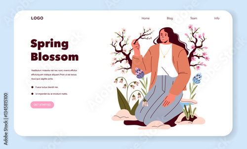 Spring Equinox Day. Flat Vector Illustration