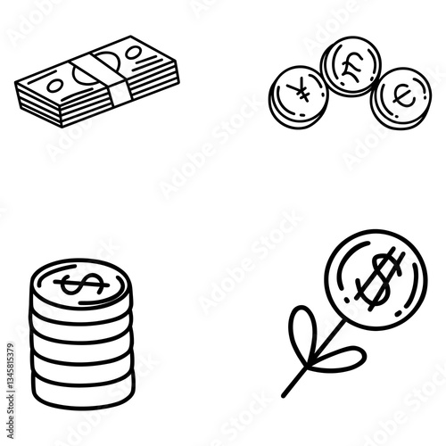 smart finance visual identity for modern banking and personal budgeting tools
combining iconic illustrations of banknotes and coins symbolizes efficiency and ease in modern financial management