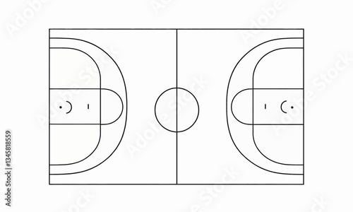 Basketball court diagram with line markings
