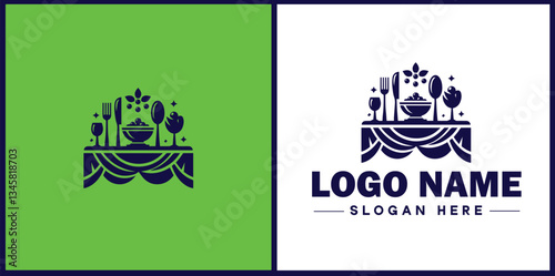 Wedding Catering icon Marriage reception catering Nuptial feast catering Bridal catering flat logo sign symbol editable vector