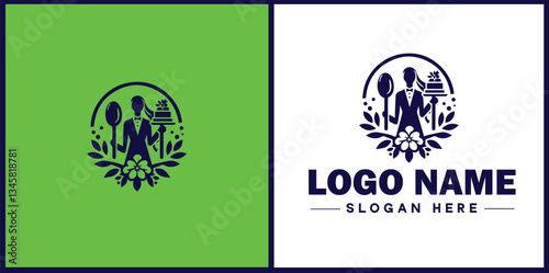 Wedding Catering icon Marriage reception catering Nuptial feast catering Bridal catering flat logo sign symbol editable vector