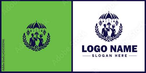 Wedding Catering icon Marriage reception catering Nuptial feast catering Bridal catering flat logo sign symbol editable vector