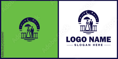 Wedding Catering icon Marriage reception catering Nuptial feast catering Bridal catering flat logo sign symbol editable vector