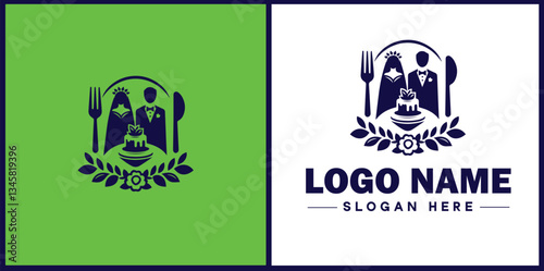 Wedding Catering icon Marriage reception catering Nuptial feast catering Bridal catering flat logo sign symbol editable vector
