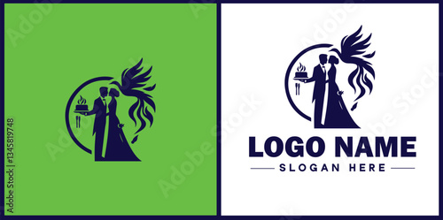 Wedding Catering icon Marriage reception catering Nuptial feast catering Bridal catering flat logo sign symbol editable vector