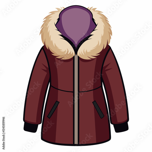 insulated winter coat with faux fur trim